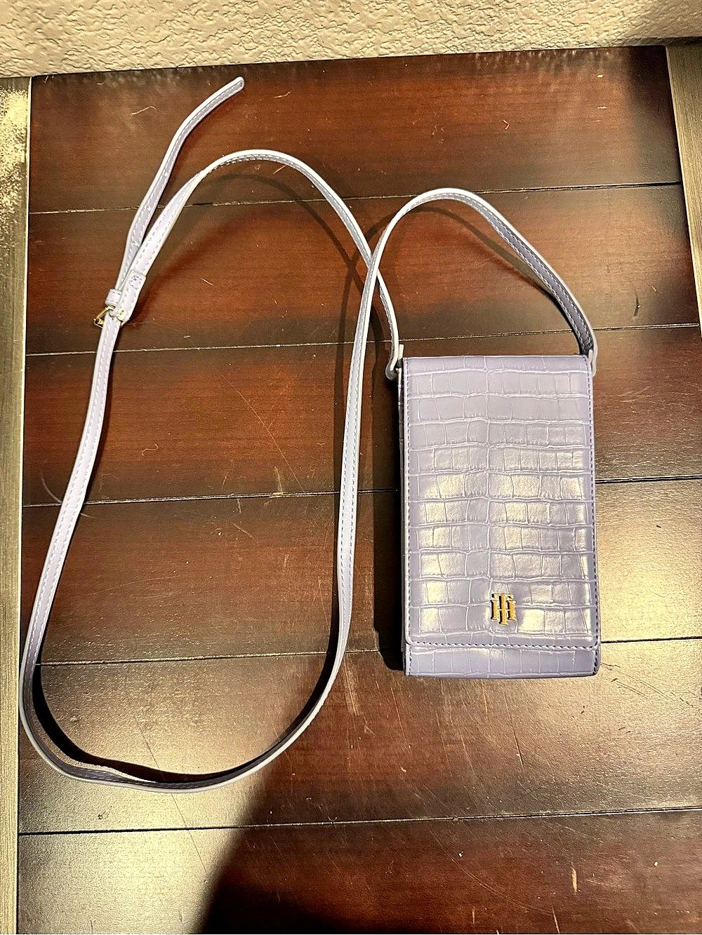 Tommy Hilfiger Croc Periwinkle Cardholder Crossbody Bag